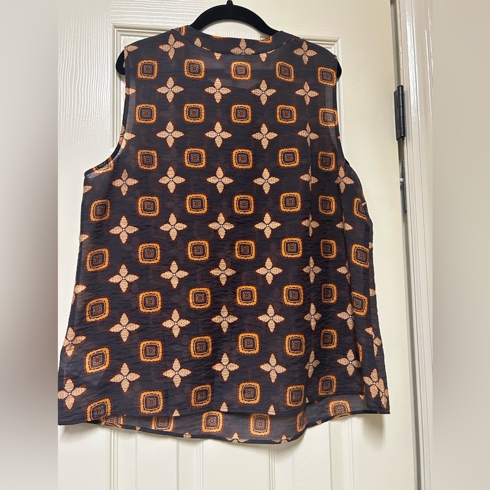 CAbi Black and Orange Geometric Blouse - Picture 2 of 6